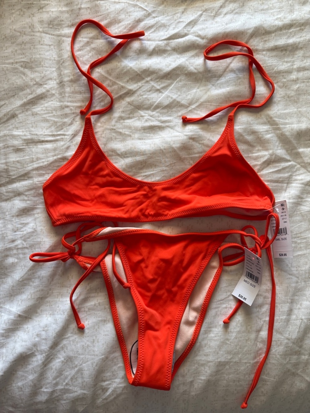 PacSun Bright Orange Tie-Side Bikini Set